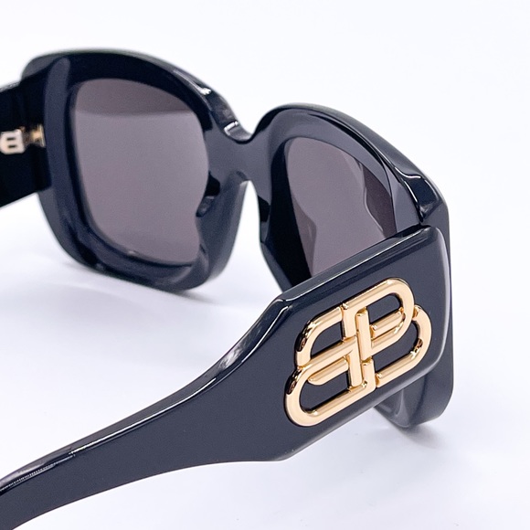 NEW BALENCIAGA WOMEN OVERSIZED BLACK SUNGLASSES BB0069S - Picture 9 of 12